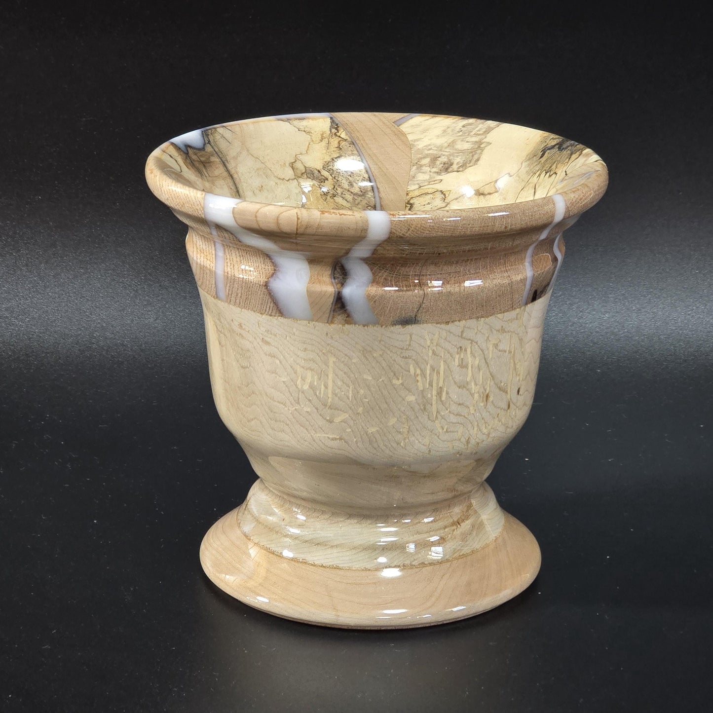 Wood and Resin Pedestal Bowl - Hand Turned in Minnesota - Table Centerpiece