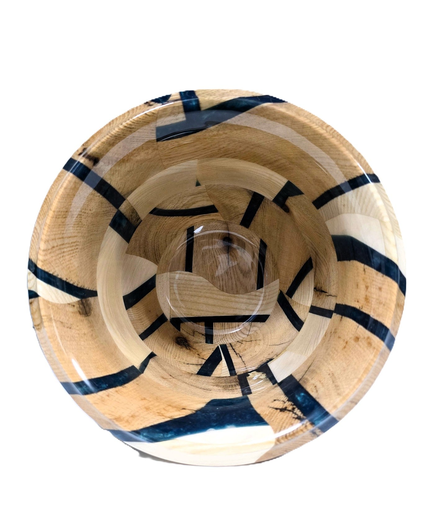Dark Green Resin and Wood Segment Bowl