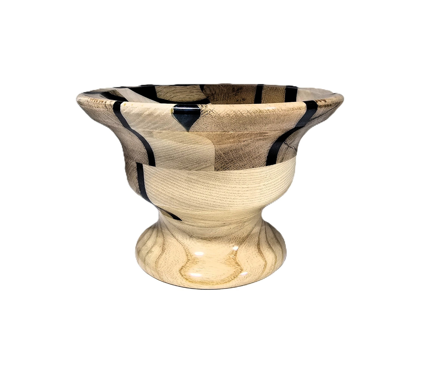 Dark Green Resin and Wood Segment Small Candy Dish
