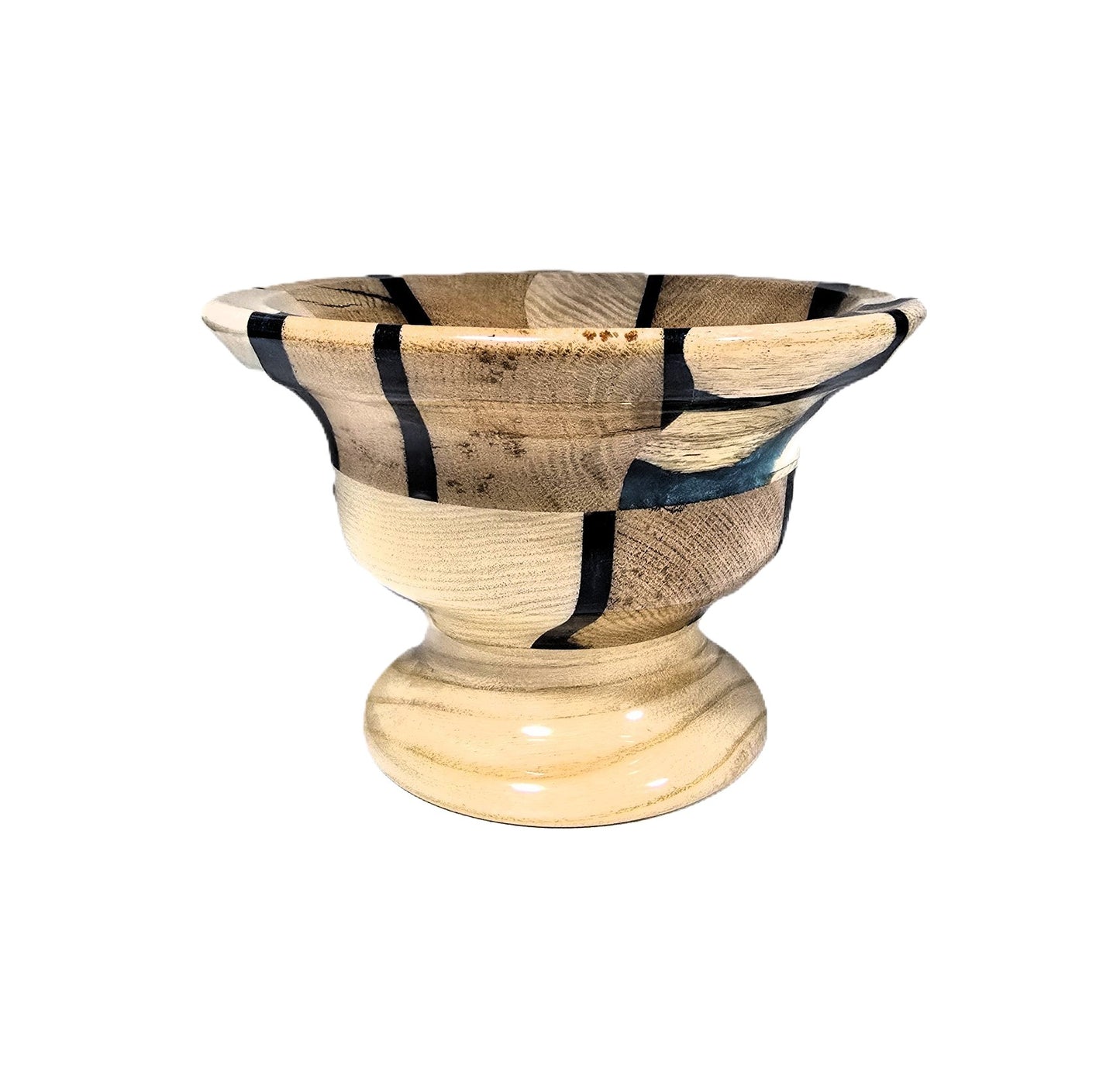 Dark Green Resin and Wood Segment Small Candy Dish
