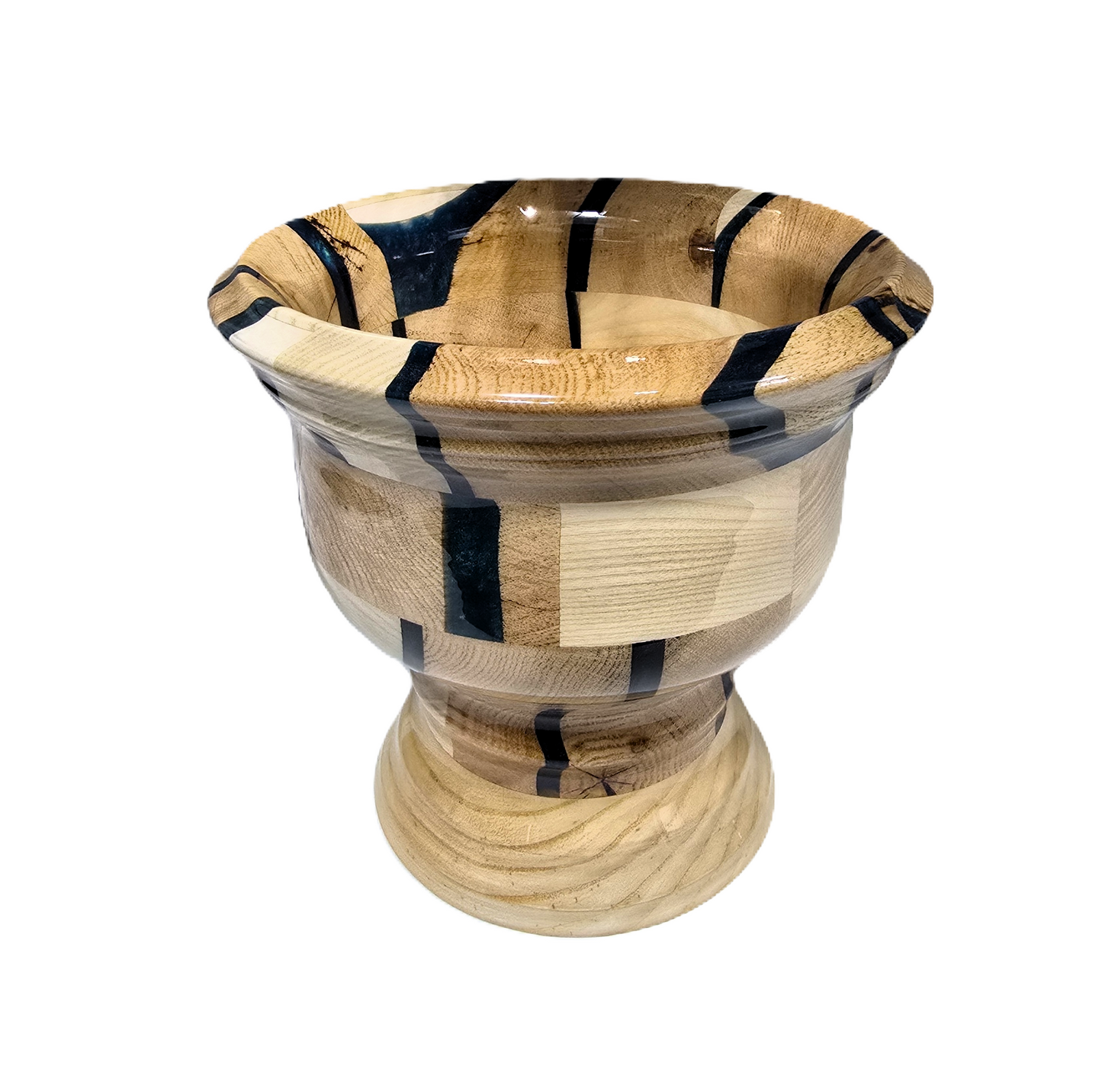 Dark Green Resin and Wood Segment Bowl