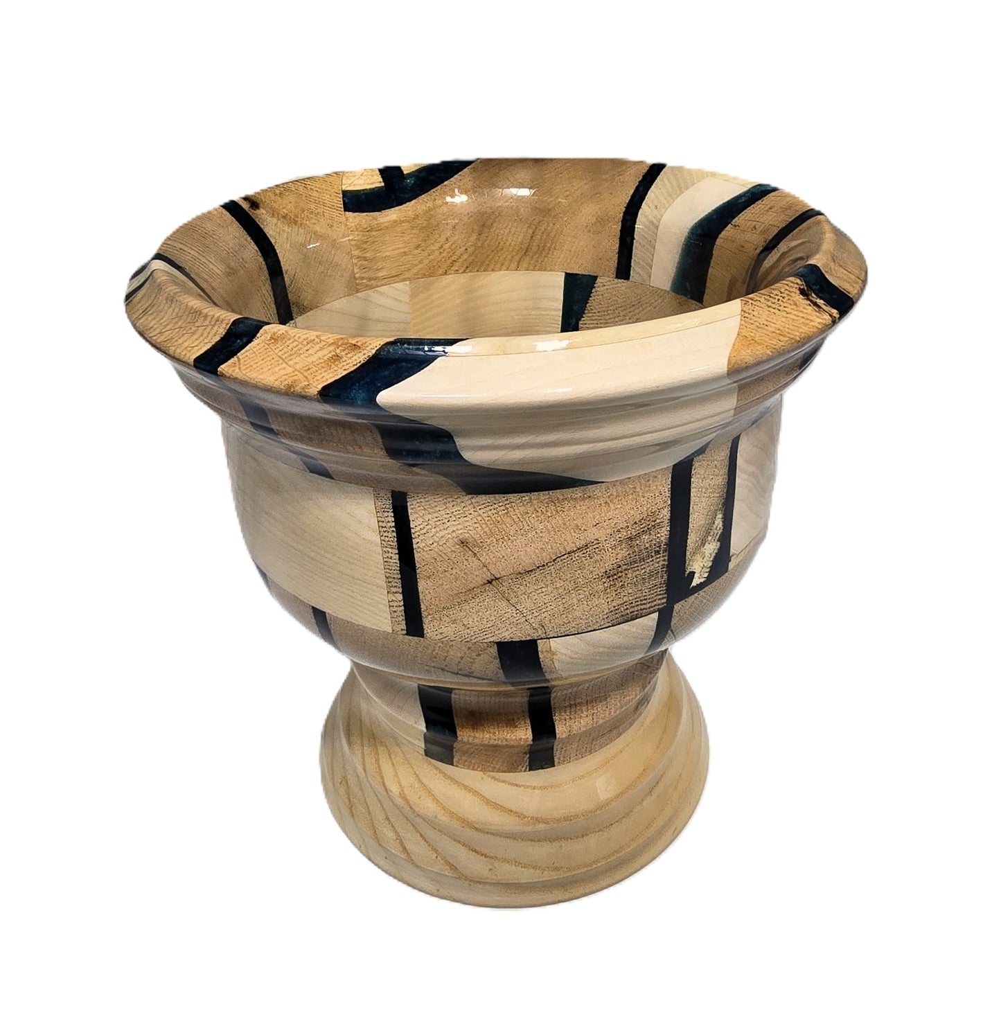 Dark Green Resin and Wood Segment Bowl