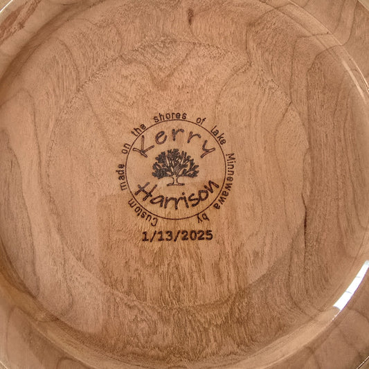 One of a Kind Wood and Resin Cake Stand on Cherry Pedestal