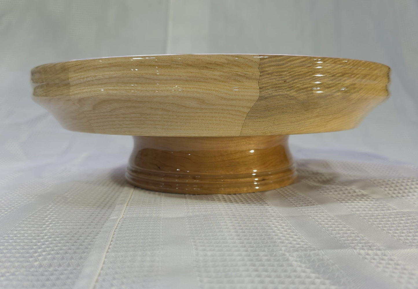 One of a Kind Wood and Resin Cake Stand on Cherry Pedestal