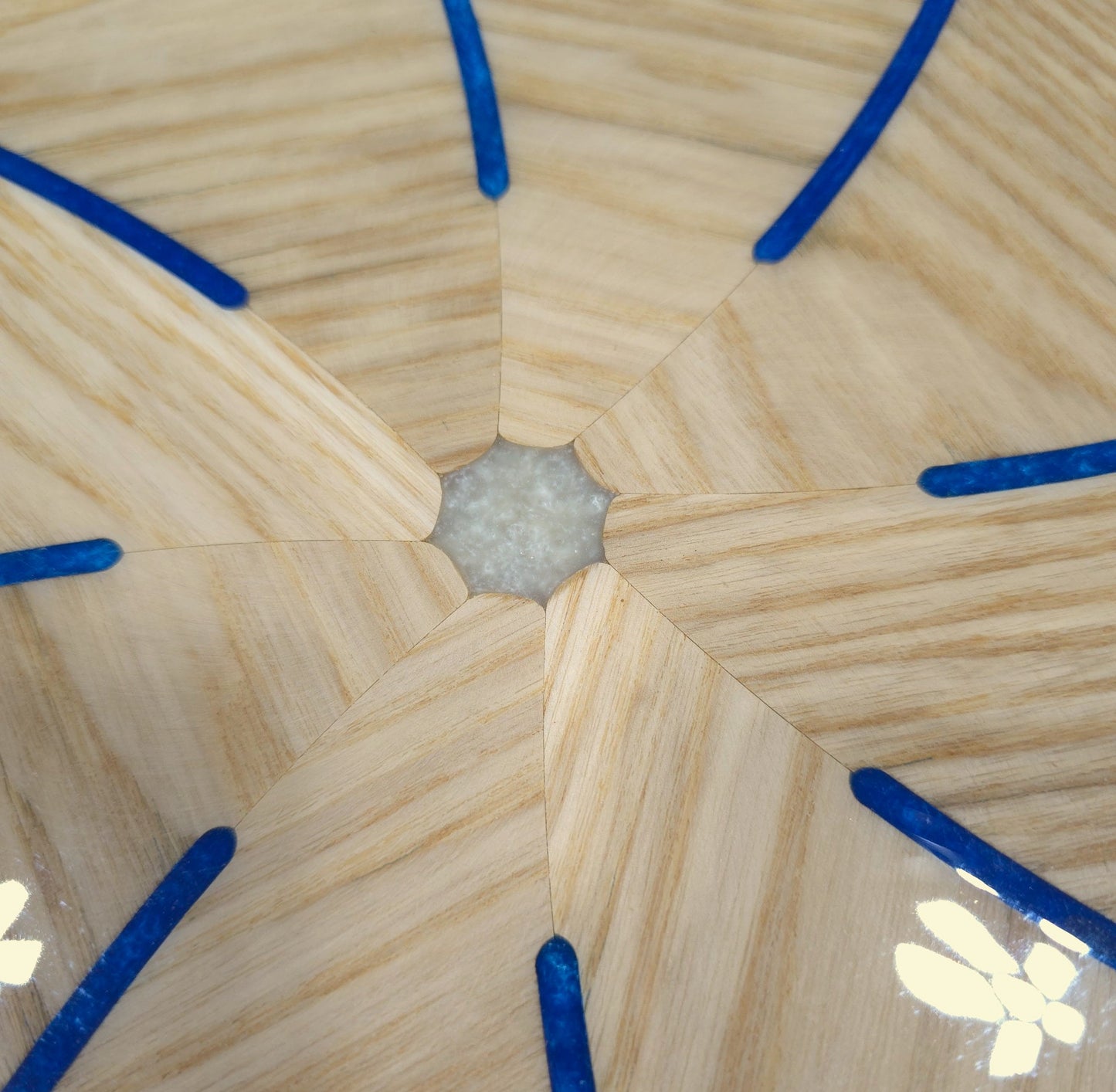 One of a Kind Wood and Resin Cake Stand on Cherry Pedestal