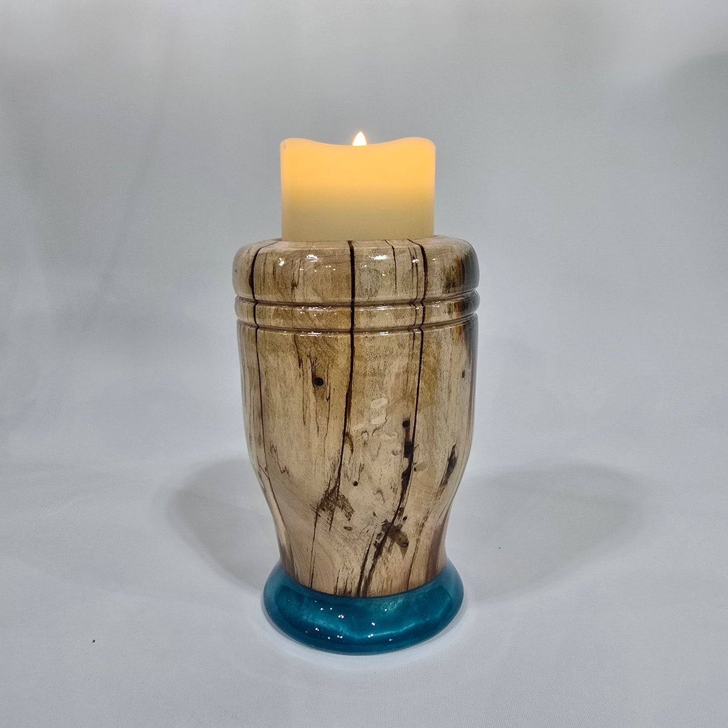 Wood and Resin Candle Holder with 3 x4 inch LED candle incuded