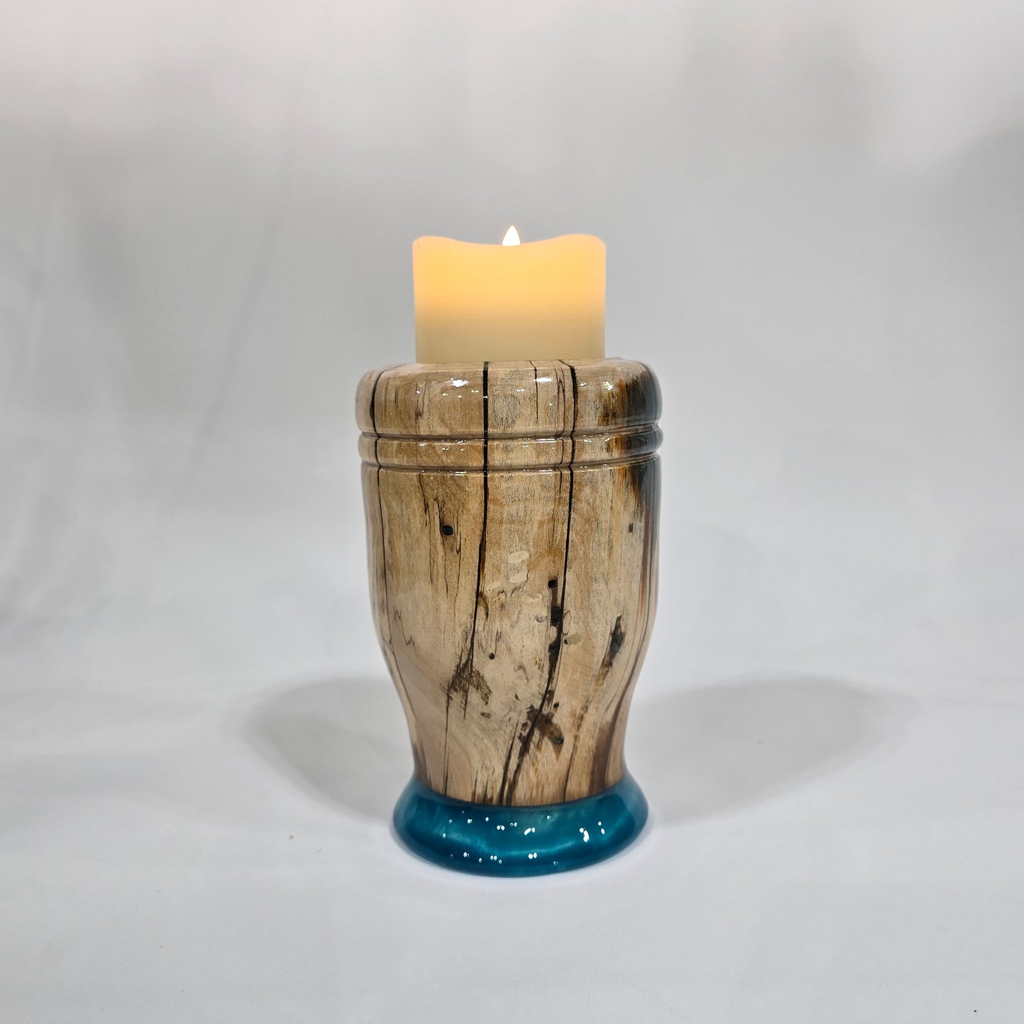 Wood and Resin Candle Holder with 3 x4 inch LED candle incuded