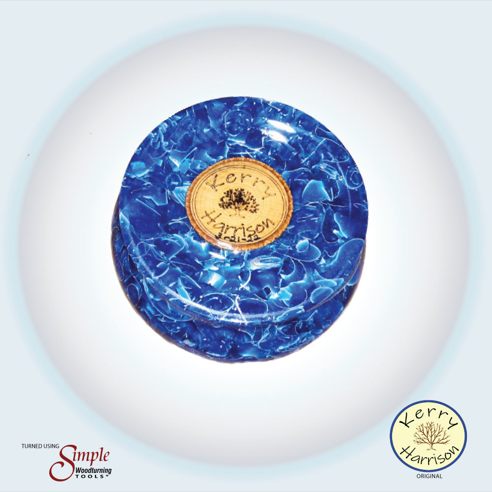 Blue Resin and Silver Chip Candy Bowl | Handmade