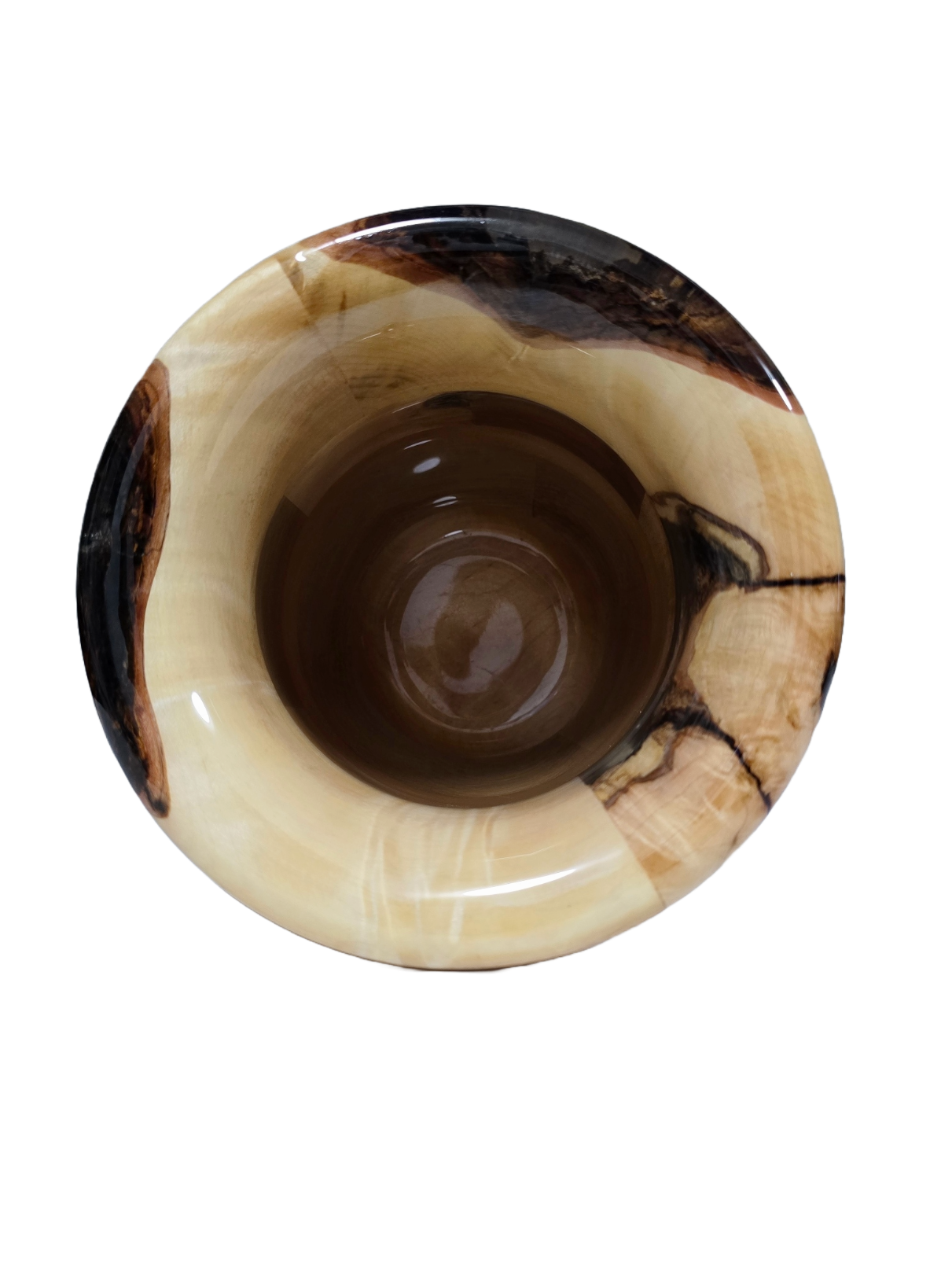 Hand turned segmented black walnut, oak, cherry and maple large wood vase