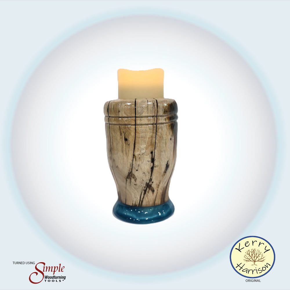 Wood and Resin Candle Holder with 3 x4 inch LED candle incuded