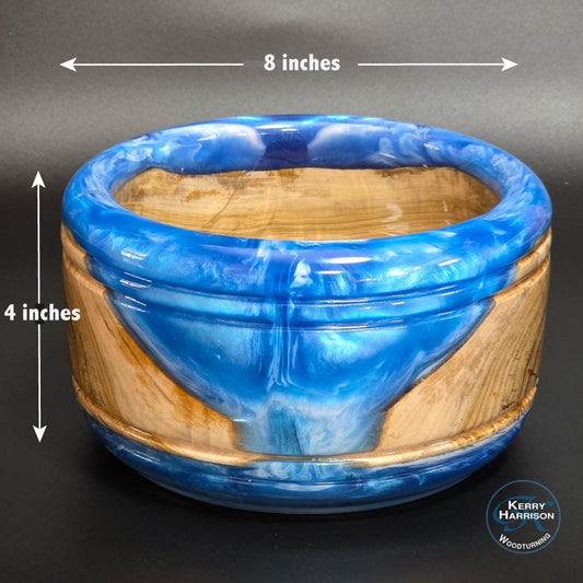 Maple & Blue Epoxy Resin Bowl or Planter - Serving Bowl - Made in Minnesota