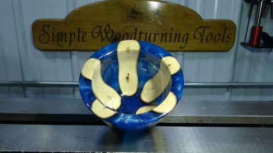 Pearlescent Blue and Wood Candy Dish