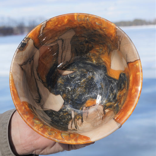 Gold and Pewter Epoxy Resin Bowl | Handmade