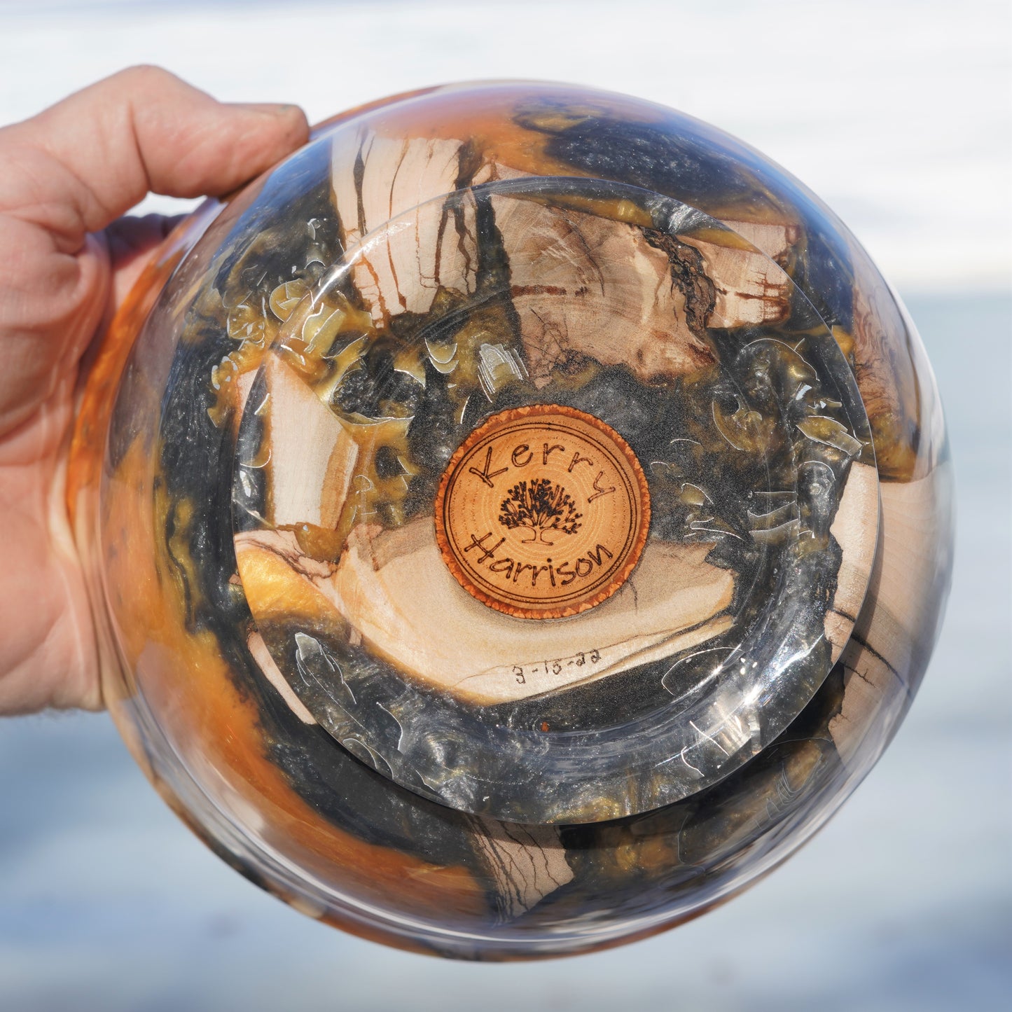 Gold and Pewter Epoxy Resin Bowl | Handmade