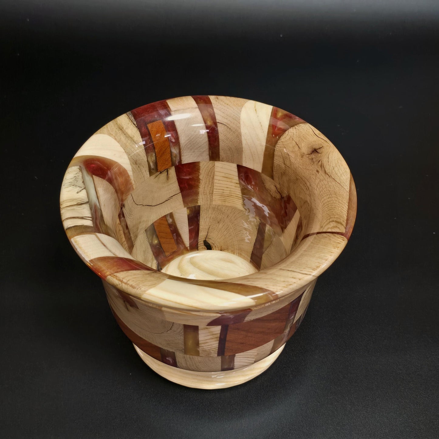 Wood and Resin Dining Table Centerpiece - Vase with 2 Candle Holders - Segmented - Minnesota Made
