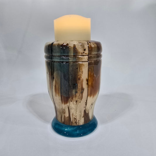 Wood and Resin Candle Holder with 3 x4 inch LED candle incuded