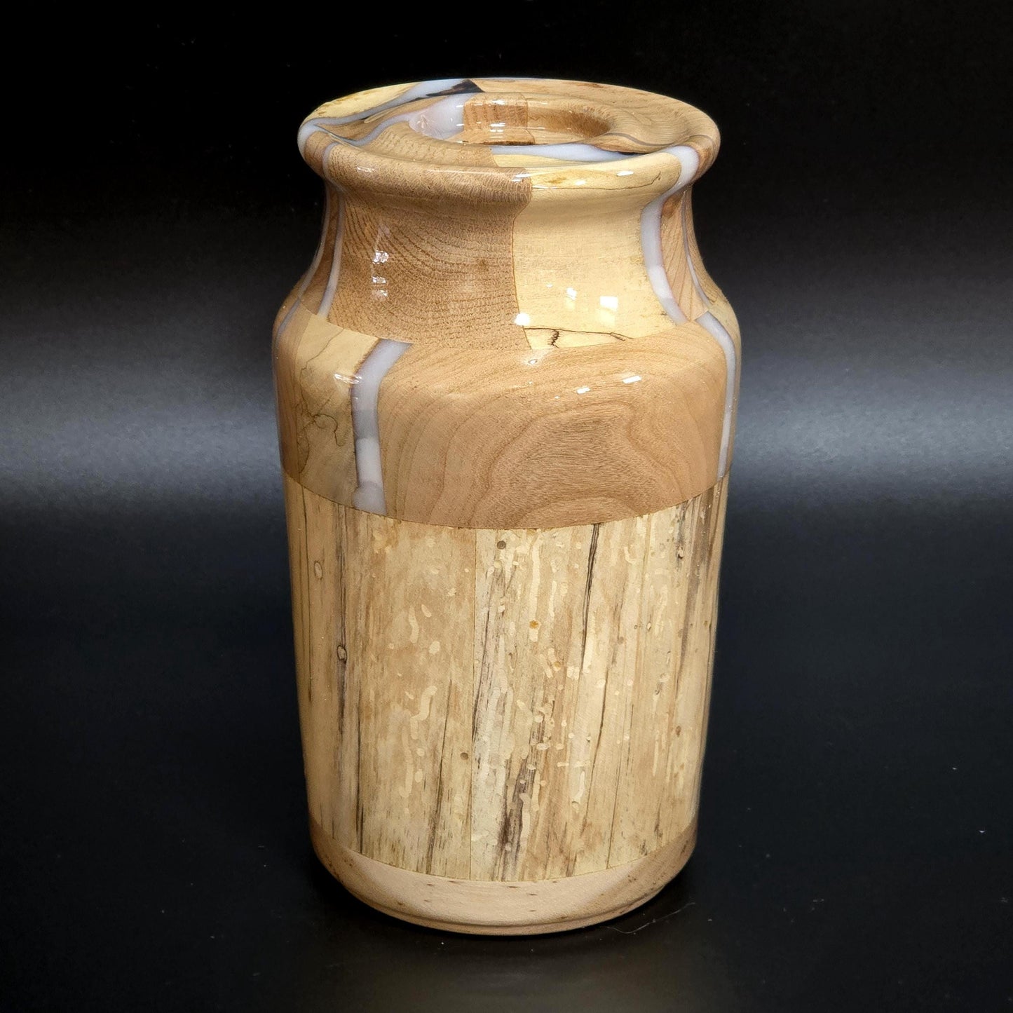Segmented Wood & Resin Vase - Doubles as a Candle Holder - Hand Made in Minnesota
