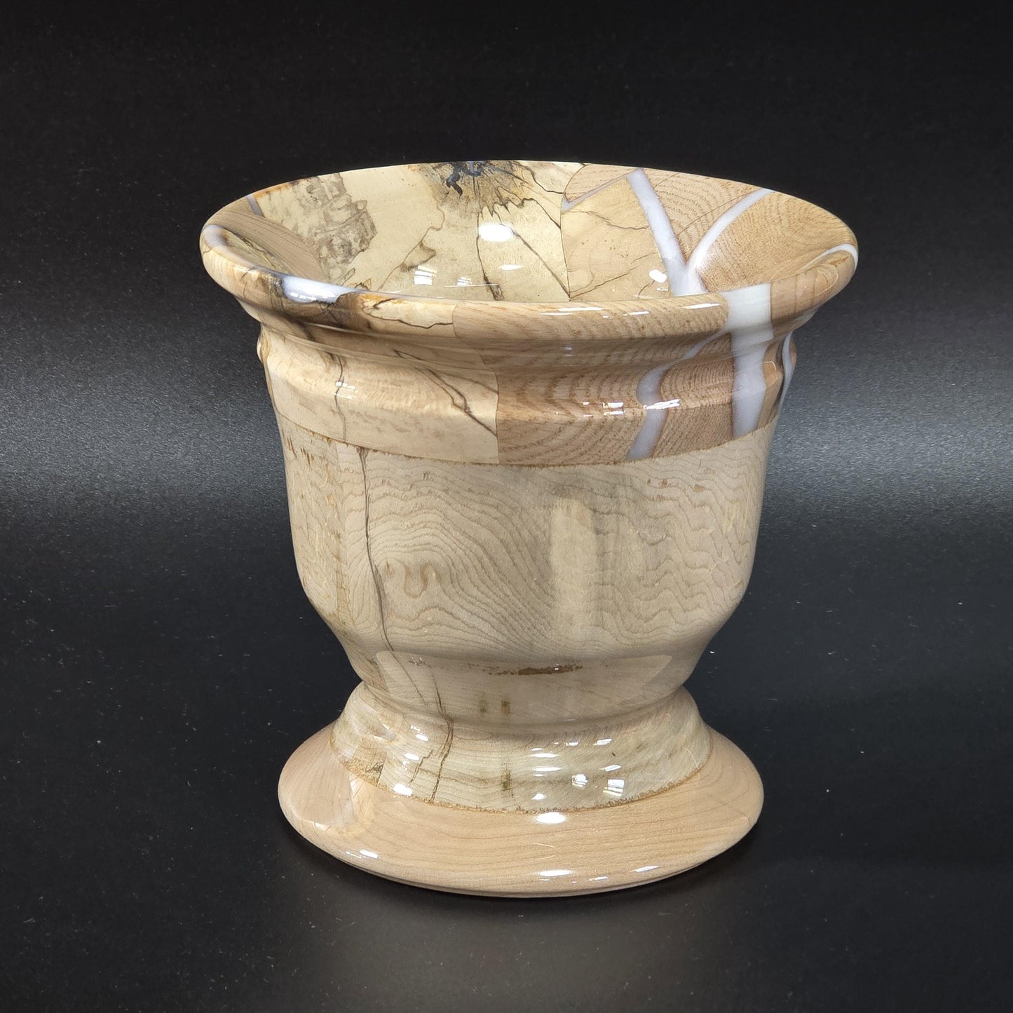 Wood and Resin Pedestal Bowl - Hand Turned in Minnesota - Table Centerpiece