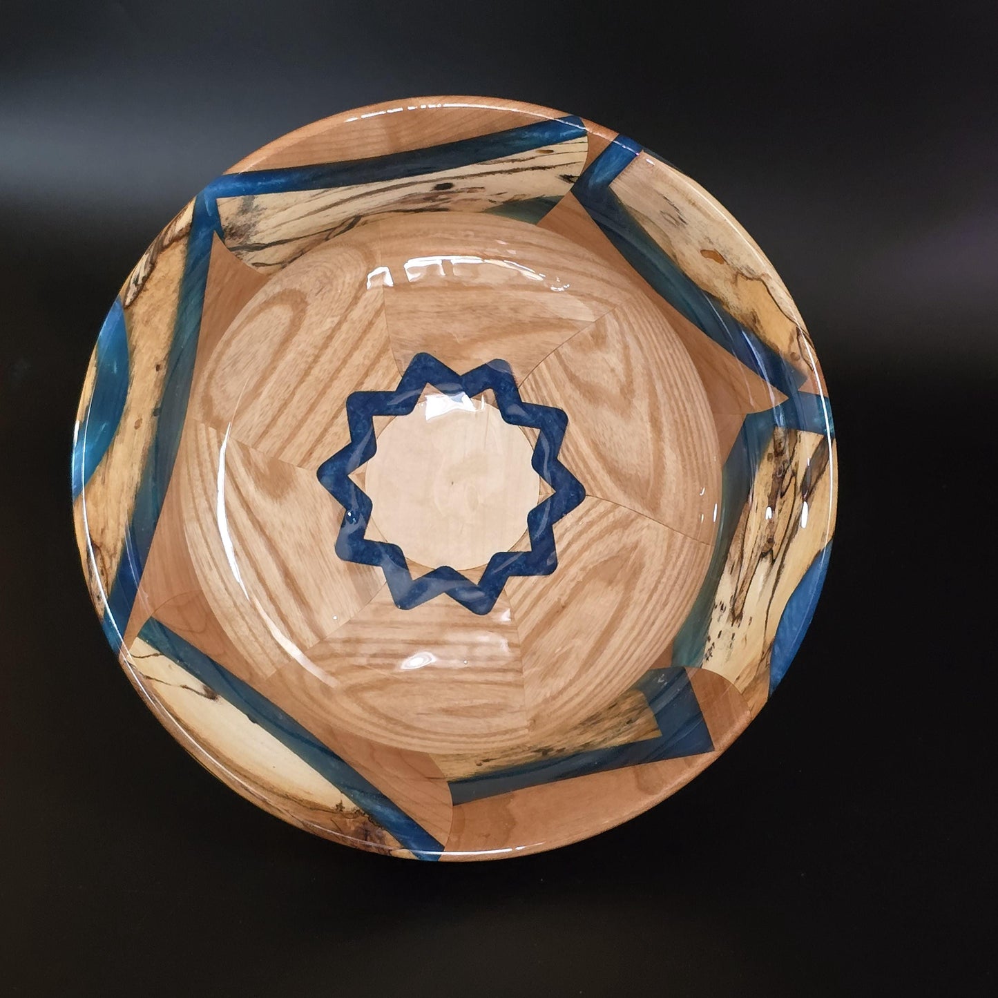 Segmented Wood and Resin Pedestal Bowl - Heirloom Table Centerpiece - Made in Minnesota