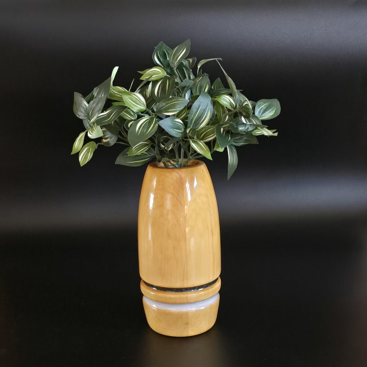 Wooden Pine Vase with Clear Water Tube and Flamesless Candle - Made in Minnesota