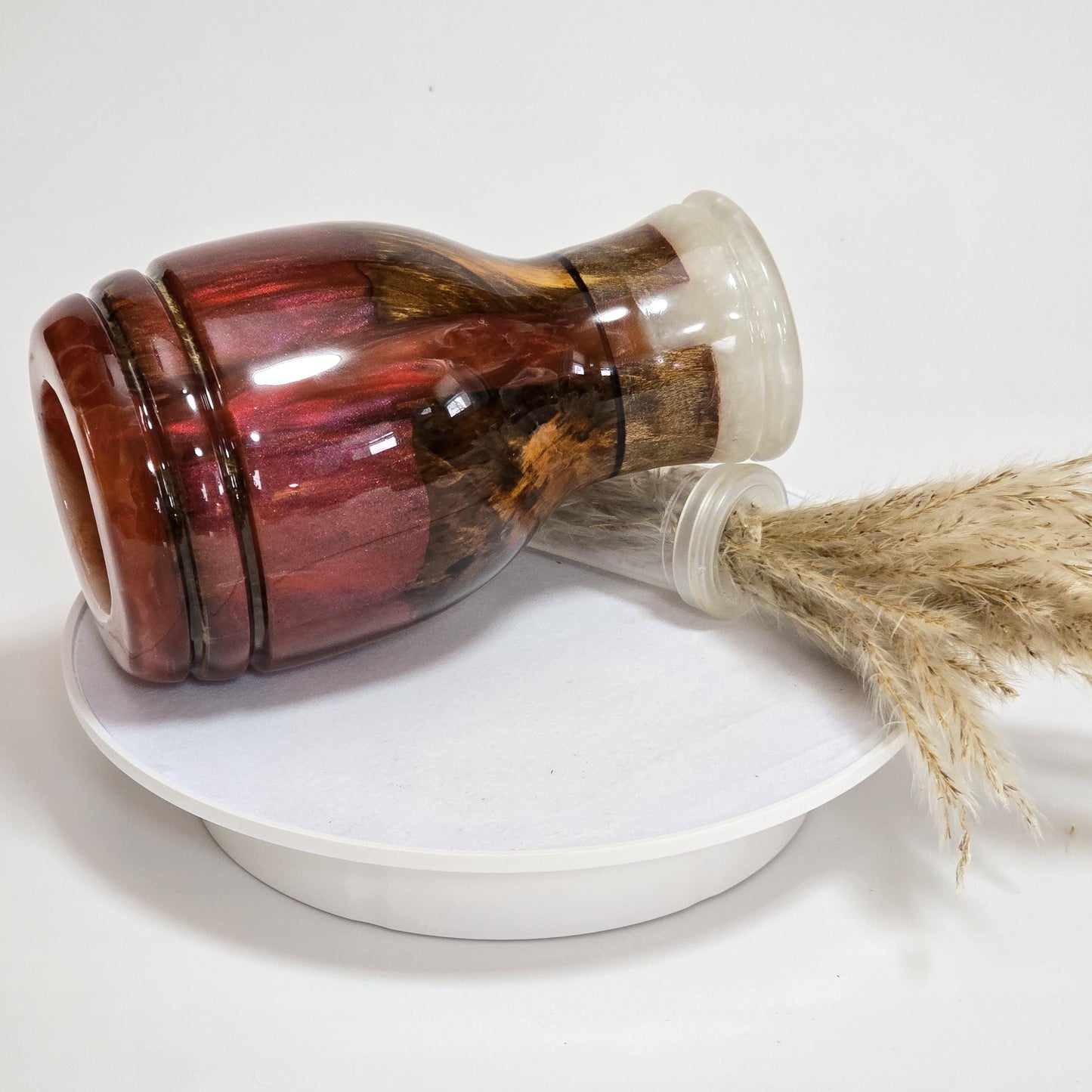 Wood and Rose Colored Resin Bud Vase - water tube included - Made in Minnesota