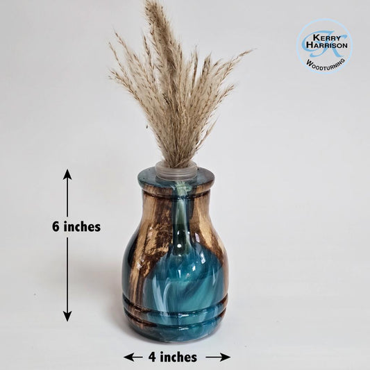 Wood and Resin Bud Vase - Water Tube Included - Made in Minnesota