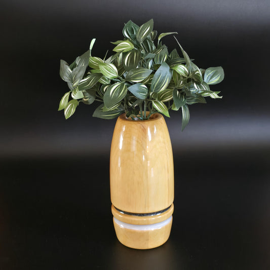 Wooden Pine Vase with Clear Water Tube and Flamesless Candle - Made in Minnesota