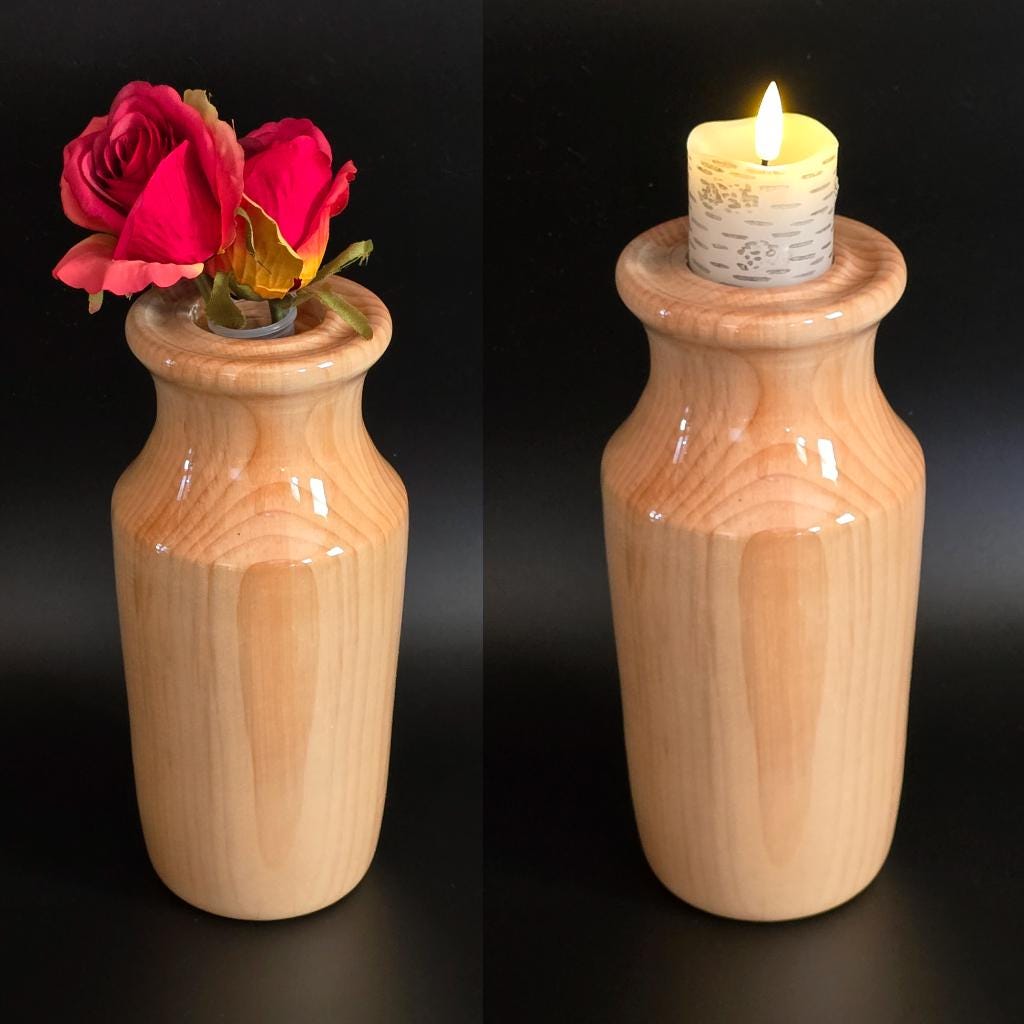 Handcrafted Vase / Candle Holder Turned from a Pine Tree -  Cabin Decor