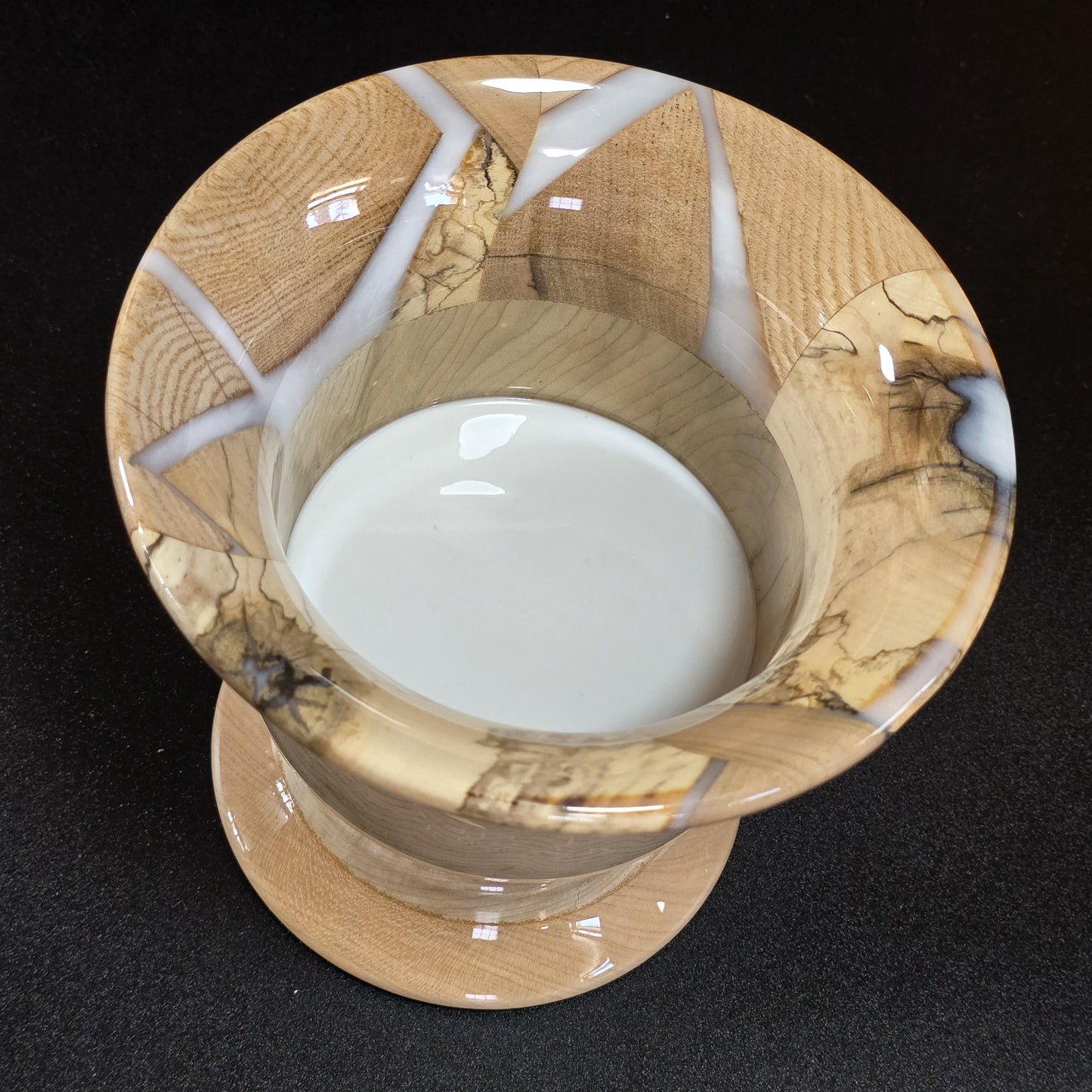 Wood and Resin Pedestal Bowl - Hand Turned in Minnesota - Table Centerpiece