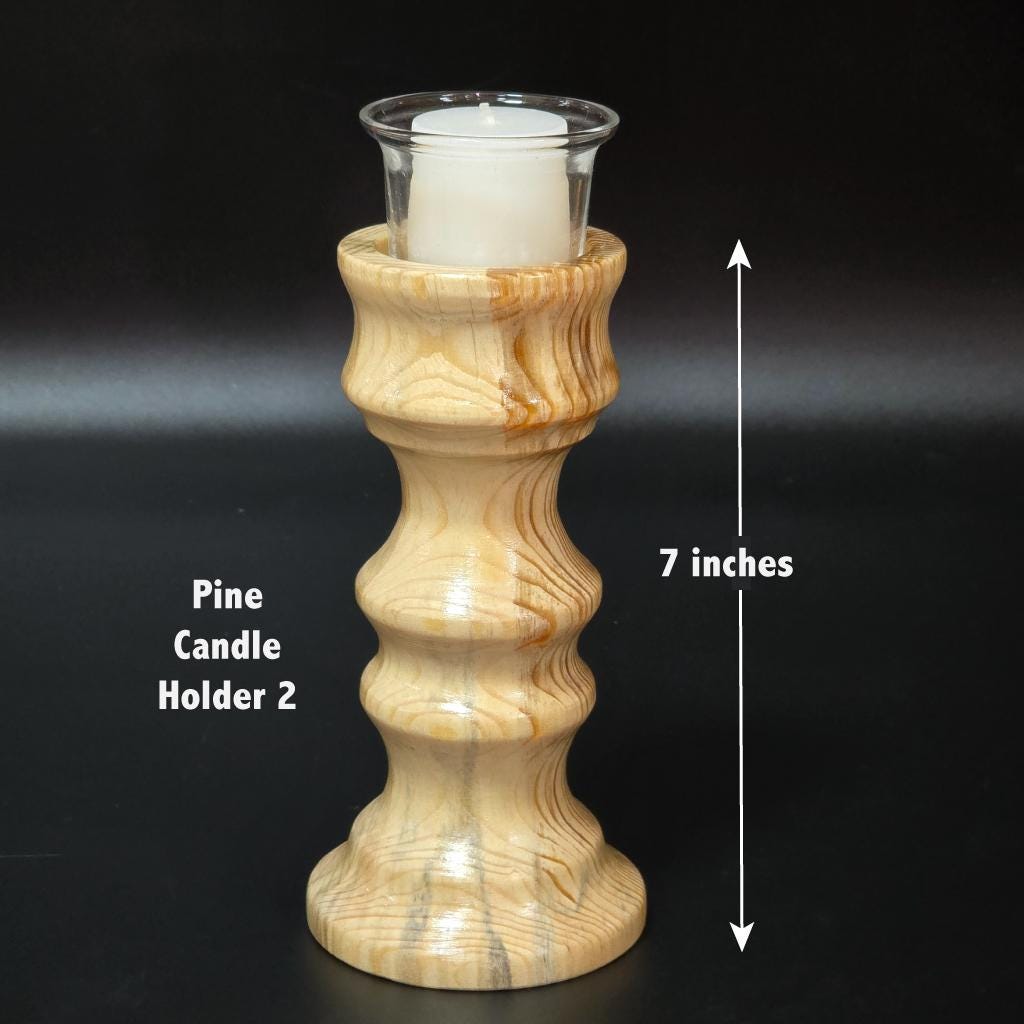 Hand Turned Wood Votive Candle Holders with Glass Cups and Candles | Made in Minnesota