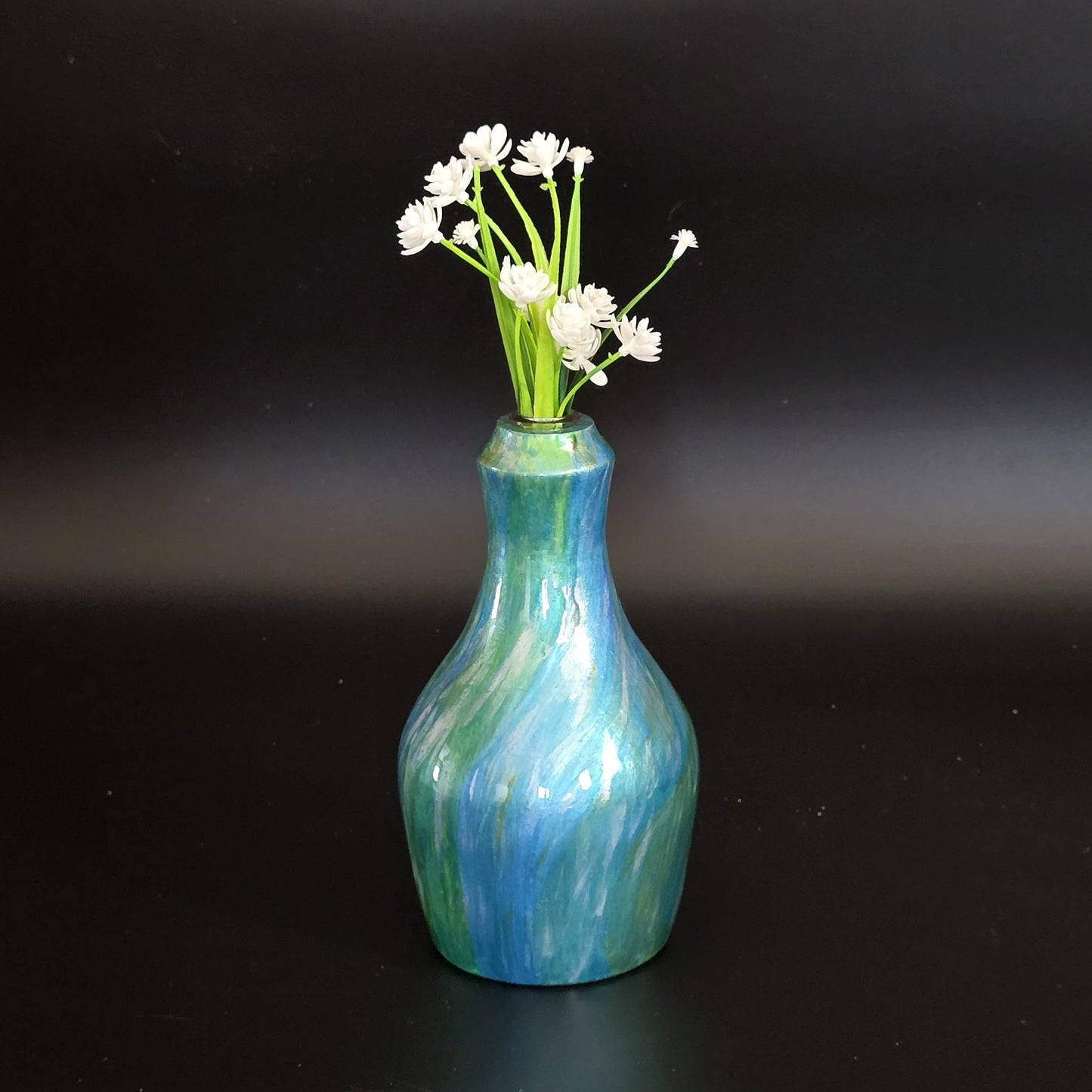 Pine Bud Vase Hand Painted with Epoxy Resin - water tube included