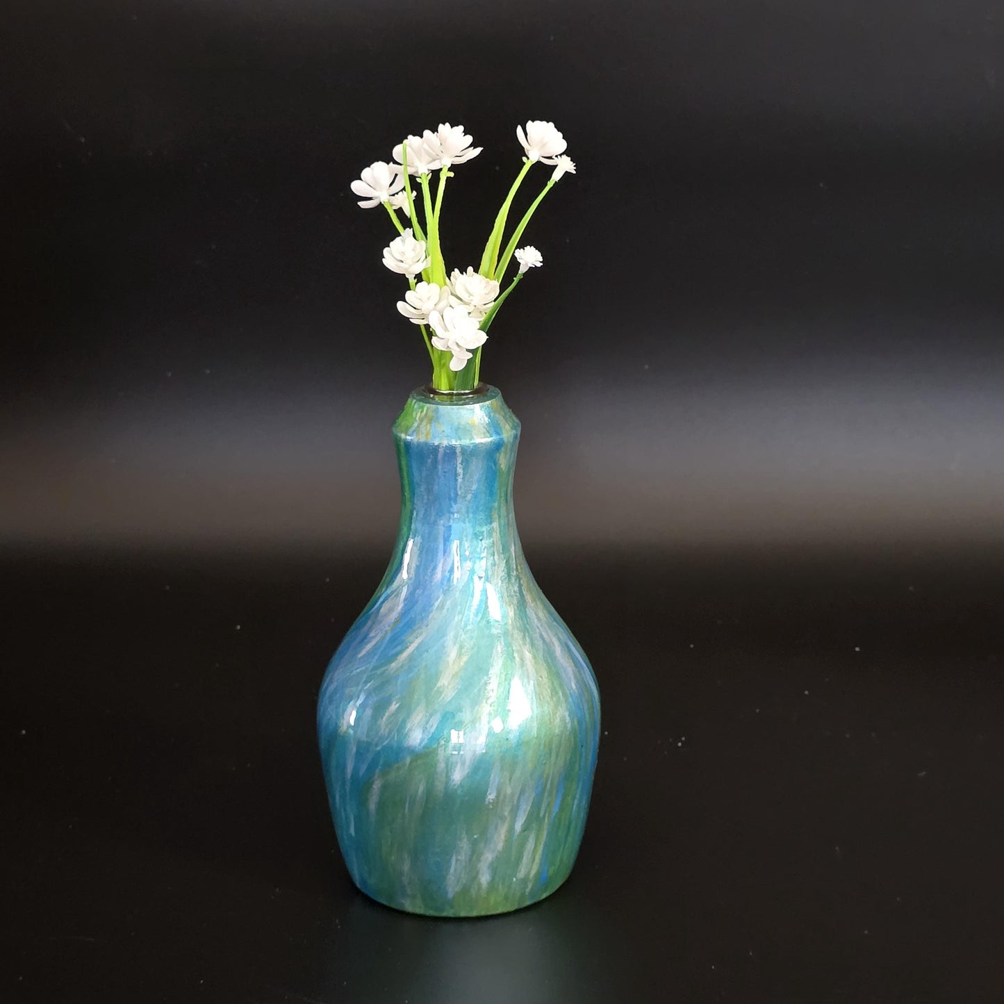 Pine Bud Vase Hand Painted with Epoxy Resin - water tube included