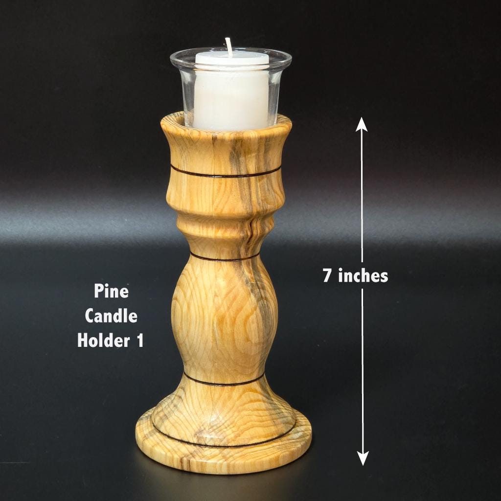 Hand Turned Wood Votive Candle Holders with Glass Cups and Candles | Made in Minnesota