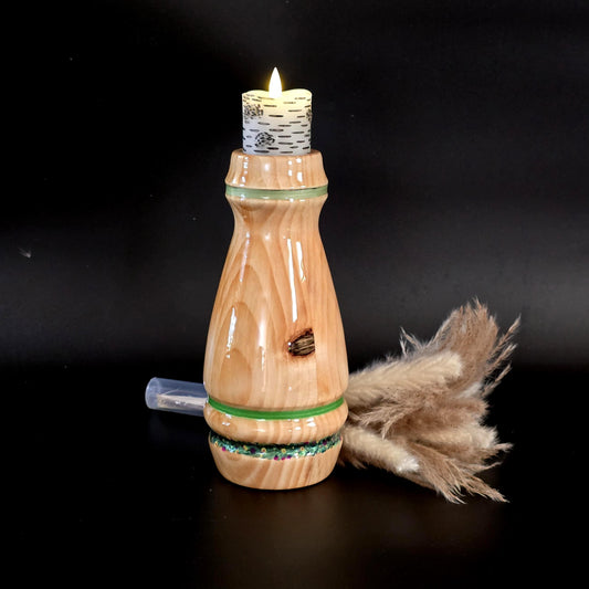 Handcrafted Tall Table Centerpiece Candle Holder - Vase, with Flameless Candle + Water Tube
