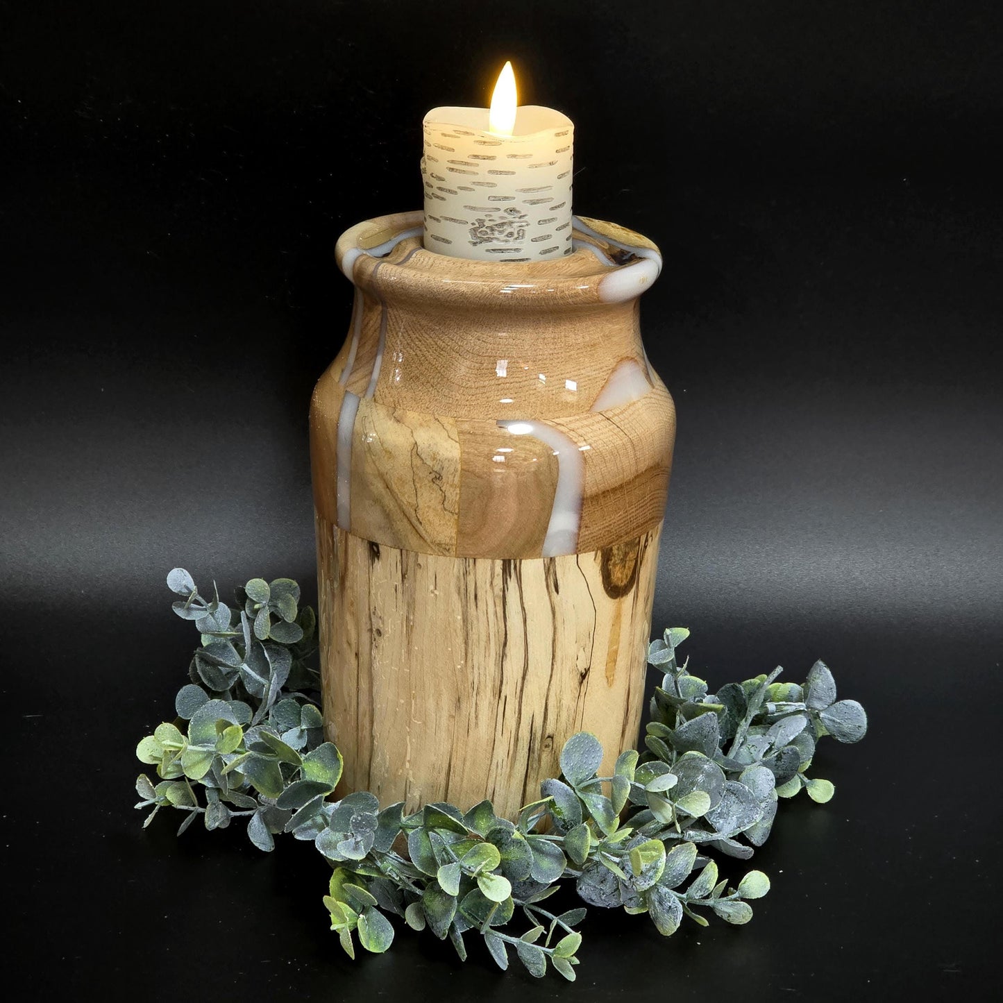 Segmented Wood & Resin Vase - Doubles as a Candle Holder - Hand Made in Minnesota