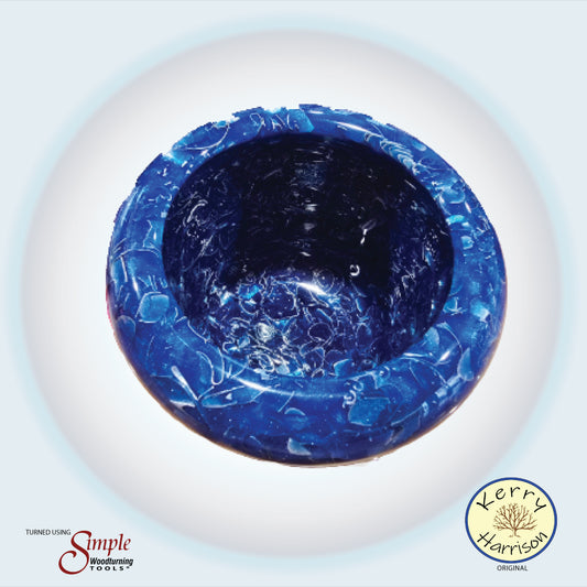 Blue Resin and Silver Chip Candy Bowl | Handmade