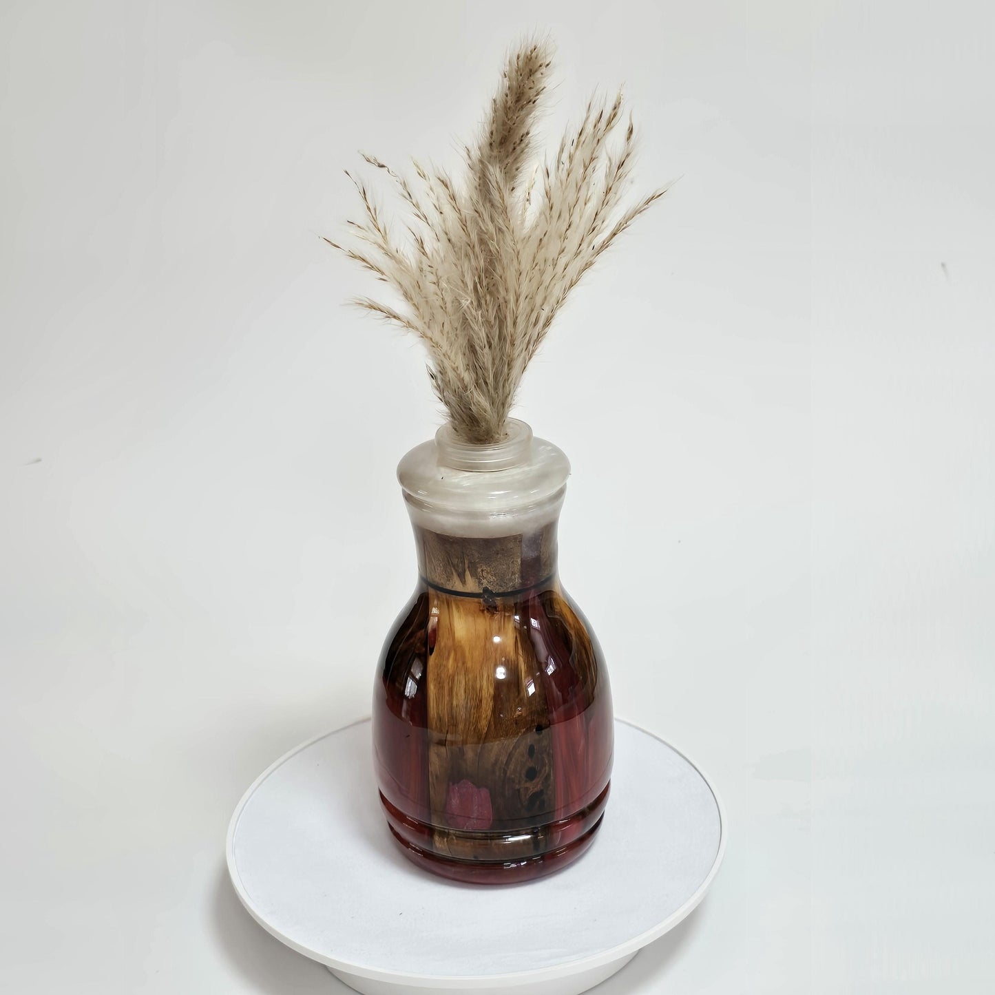 Wood and Rose Colored Resin Bud Vase - water tube included - Made in Minnesota