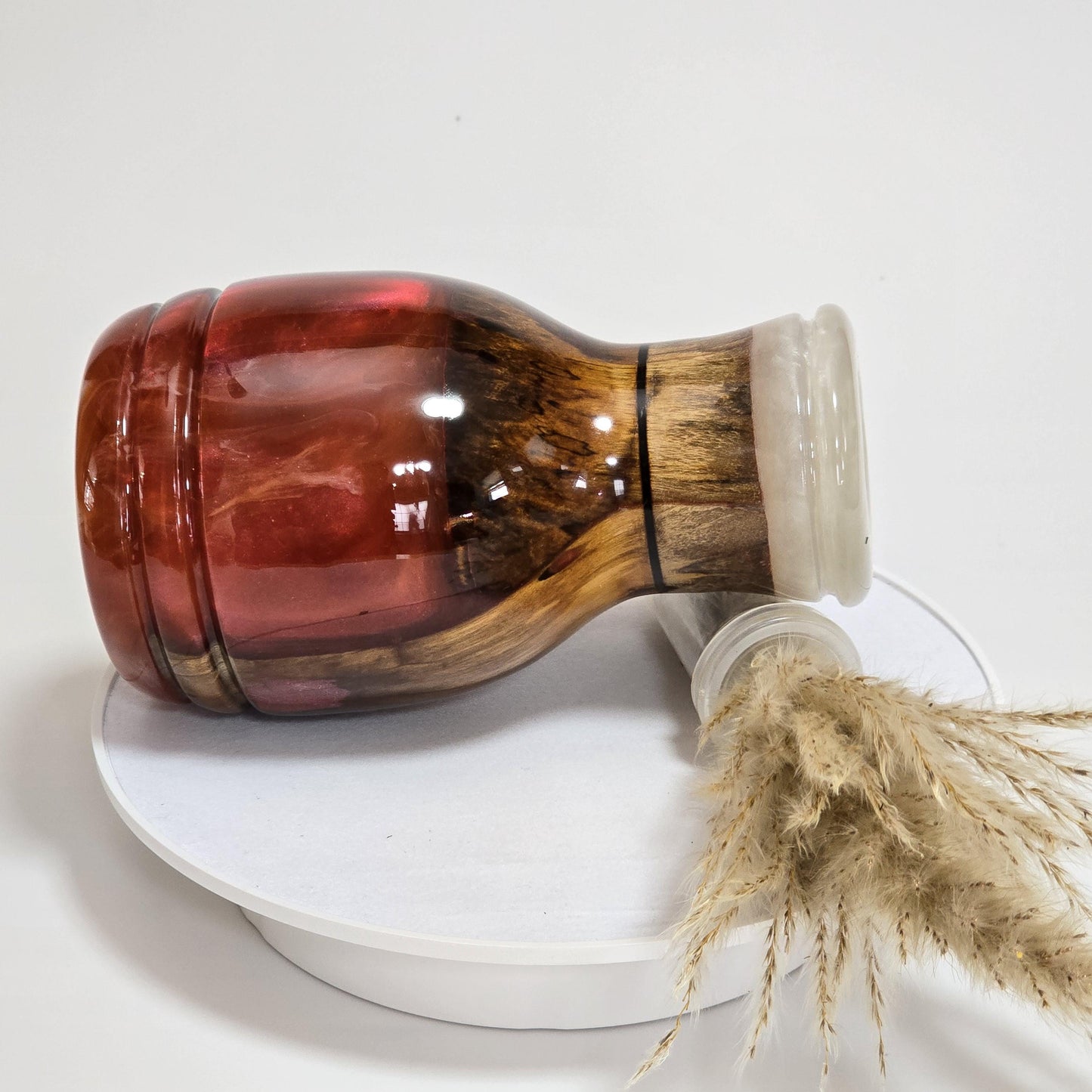 Wood and Rose Colored Resin Bud Vase - water tube included - Made in Minnesota