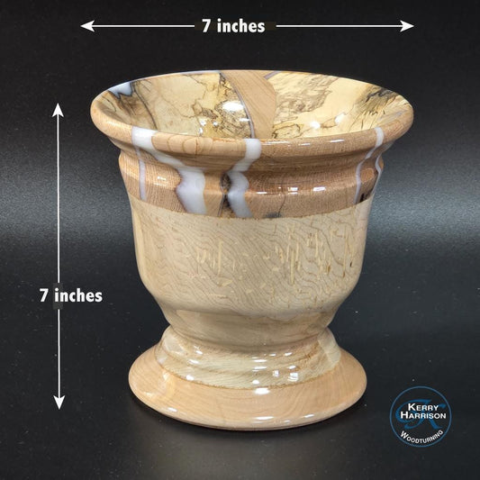 Wood and Resin Pedestal Bowl - Hand Turned in Minnesota - Table Centerpiece