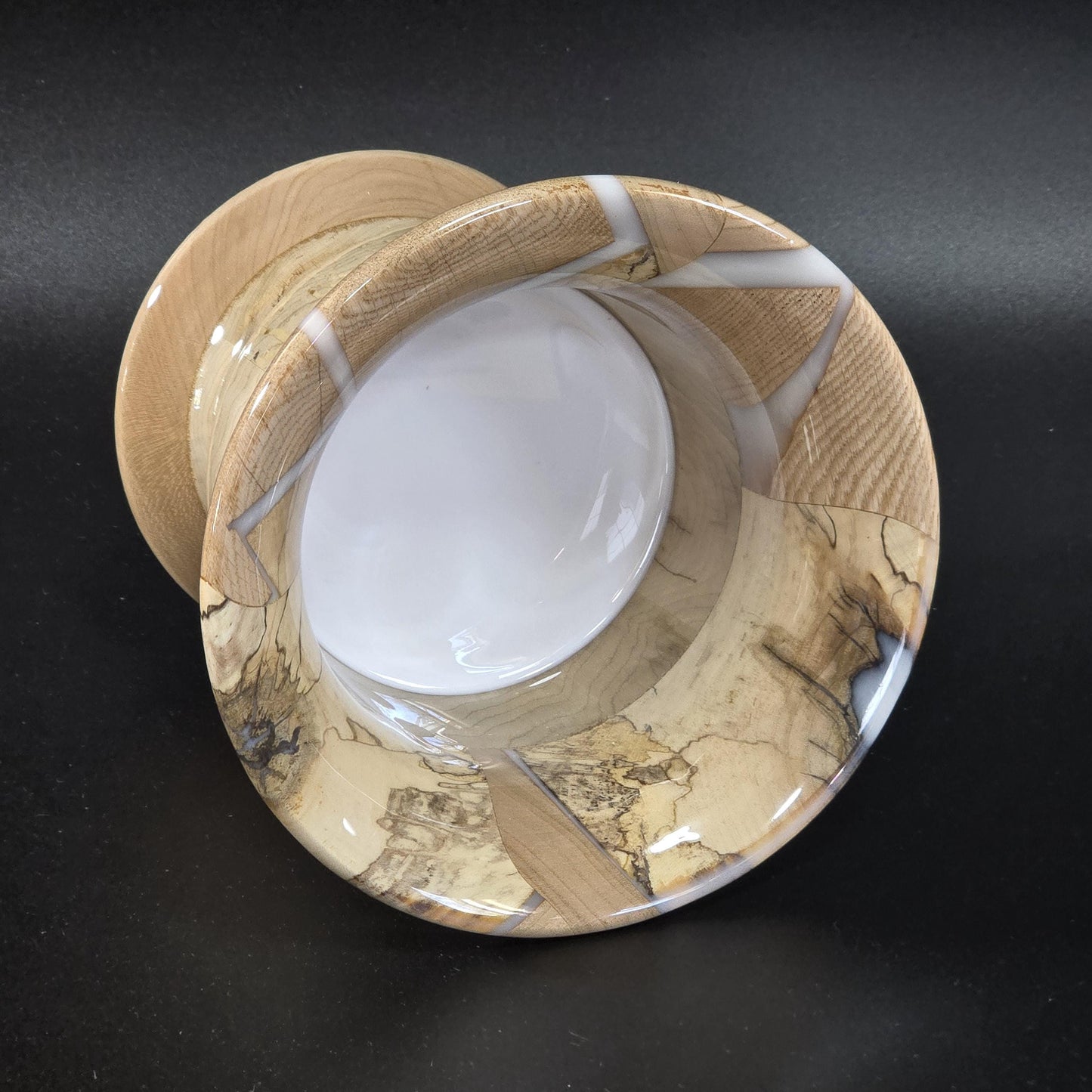 Wood and Resin Pedestal Bowl - Hand Turned in Minnesota - Table Centerpiece