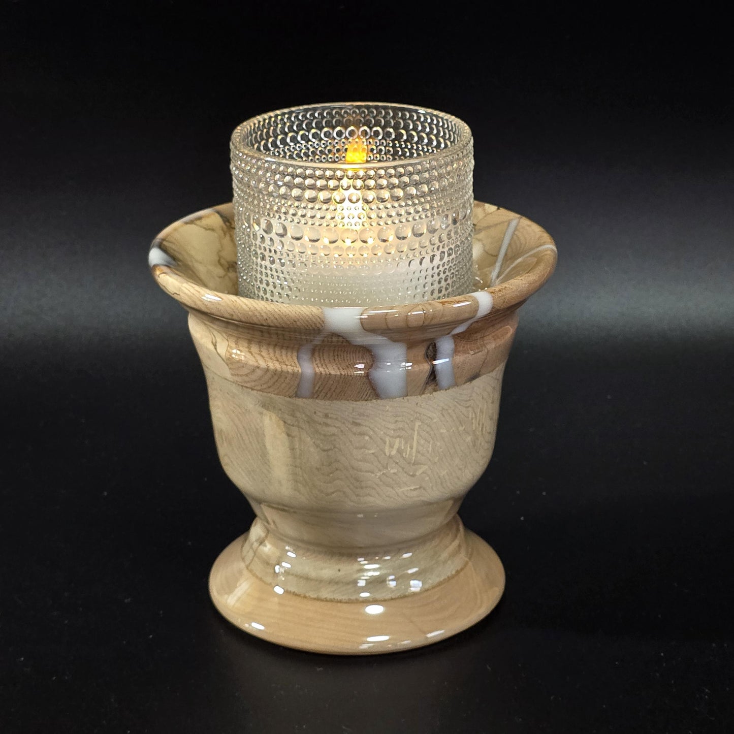 Wood and Resin Pedestal Bowl - Hand Turned in Minnesota - Table Centerpiece