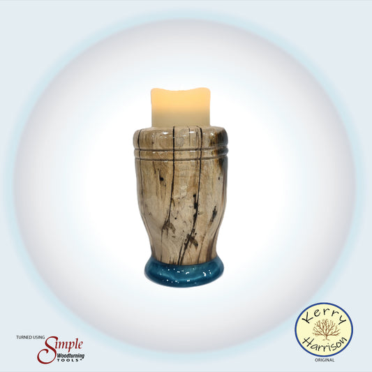 Wood and Resin Candle Holder with 3 x4 inch LED candle incuded