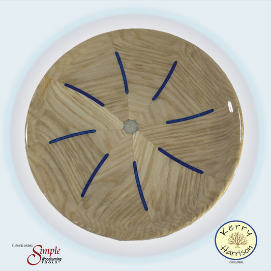 One of a Kind Wood and Resin Cake Stand on Cherry Pedestal