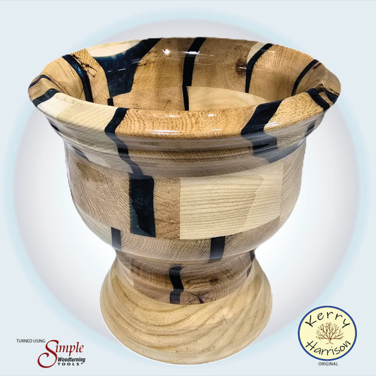 Dark Green Resin and Wood Segment Bowl