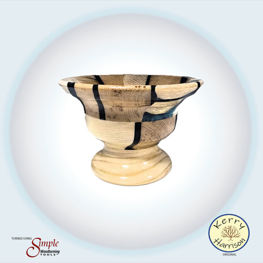 Dark Green Resin and Wood Segment Small Candy Dish