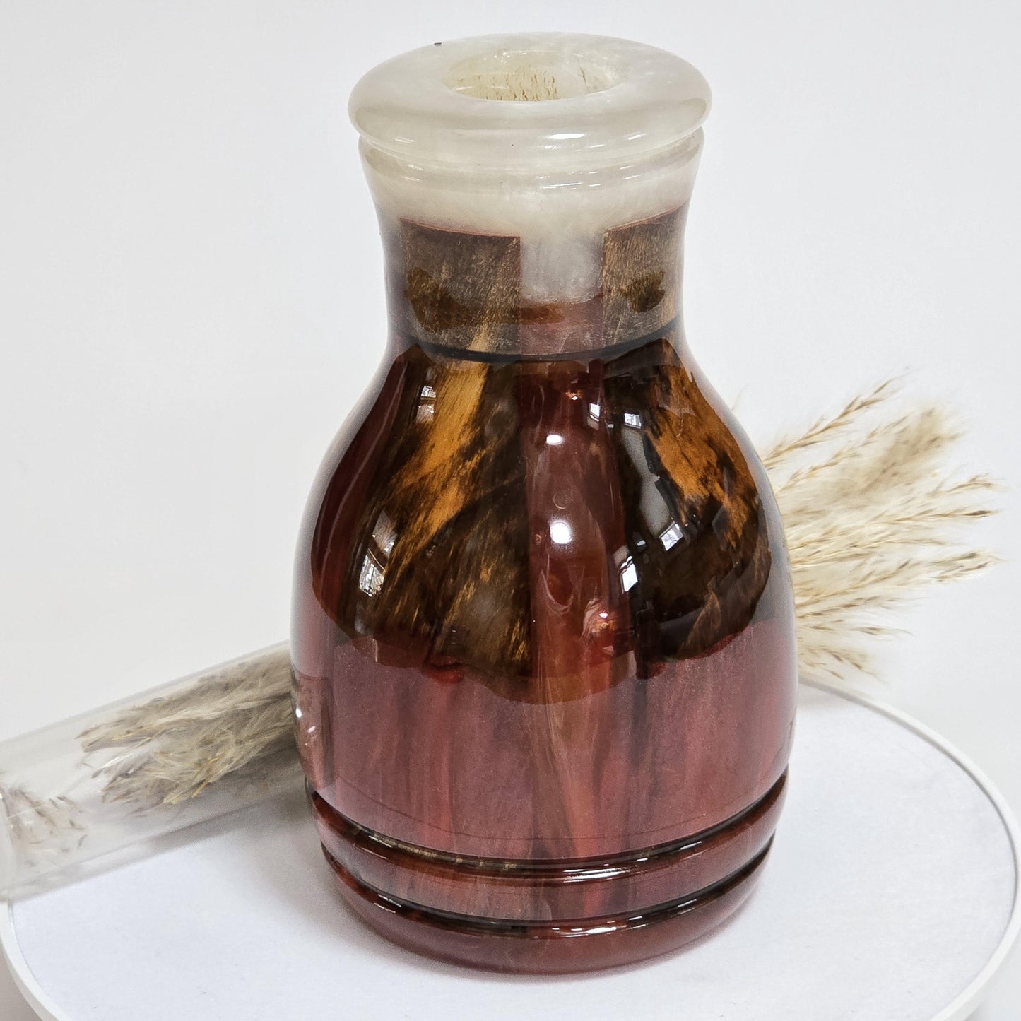 Wood and Rose Colored Resin Bud Vase - water tube included - Made in Minnesota