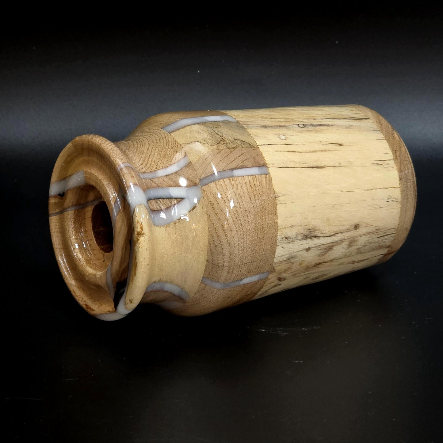 Segmented Wood & Resin Vase - Doubles as a Candle Holder - Hand Made in Minnesota