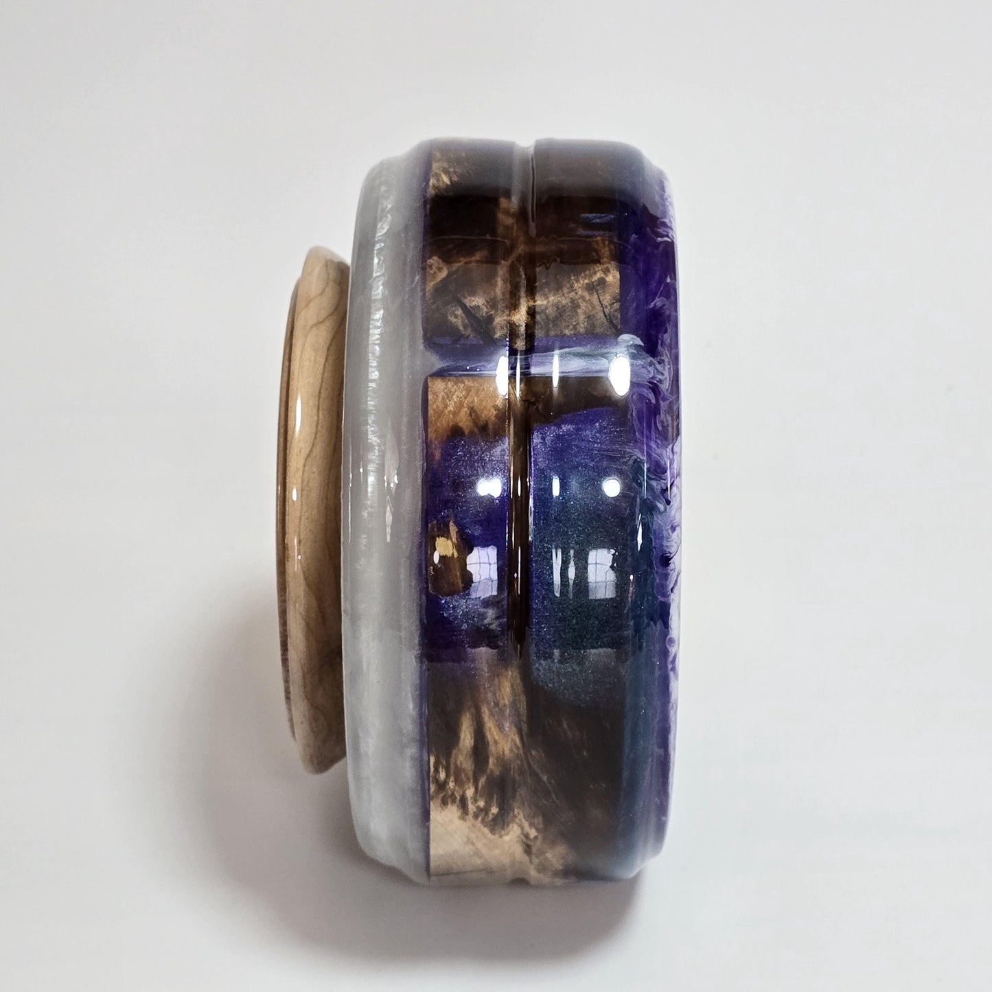Maple & Cherry Hand Turned Bowl or Planter - Purple and White Resin Accents | Cabin Decor