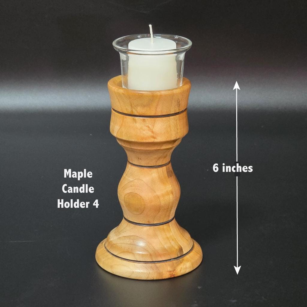 Hand Turned Wood Votive Candle Holders with Glass Cups and Candles | Made in Minnesota