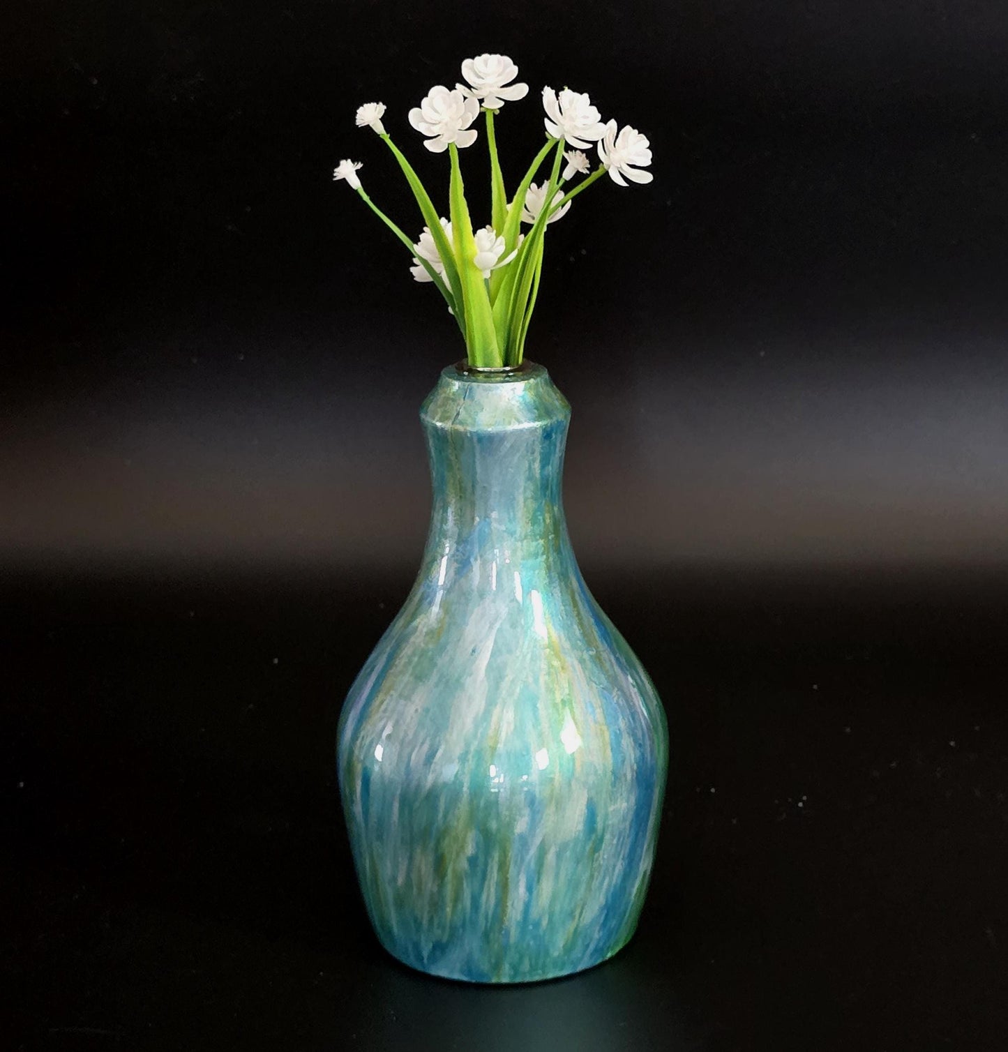 Pine Bud Vase Hand Painted with Epoxy Resin - water tube included